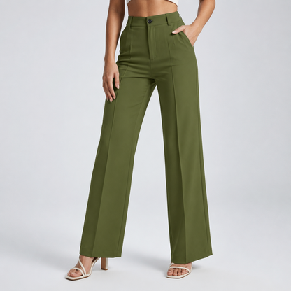 Damenhose mit hoher Taille und geradem Bein-Pants for Women-Alpenkind