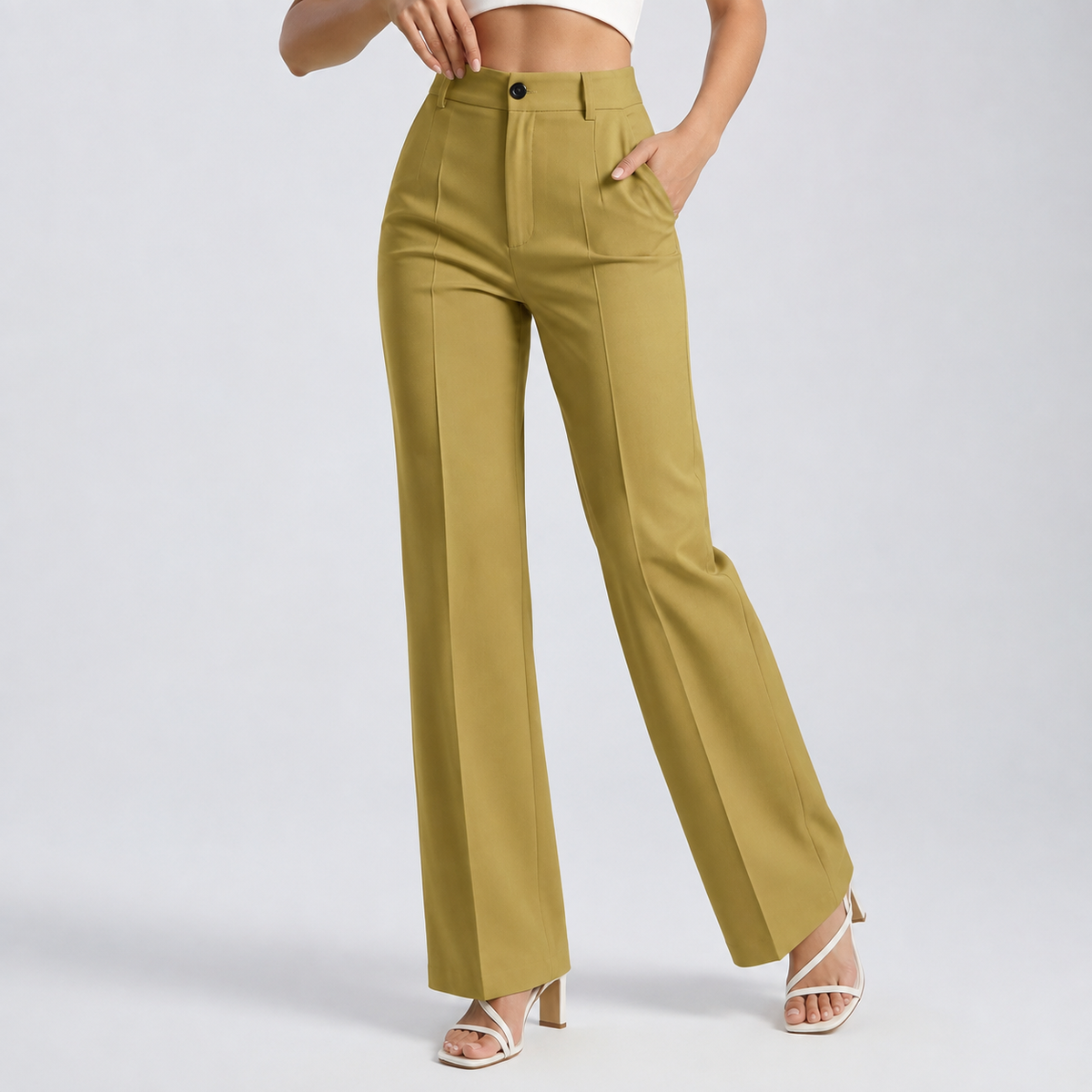 Damenhose mit hoher Taille und geradem Bein-Pants for Women-Alpenkind