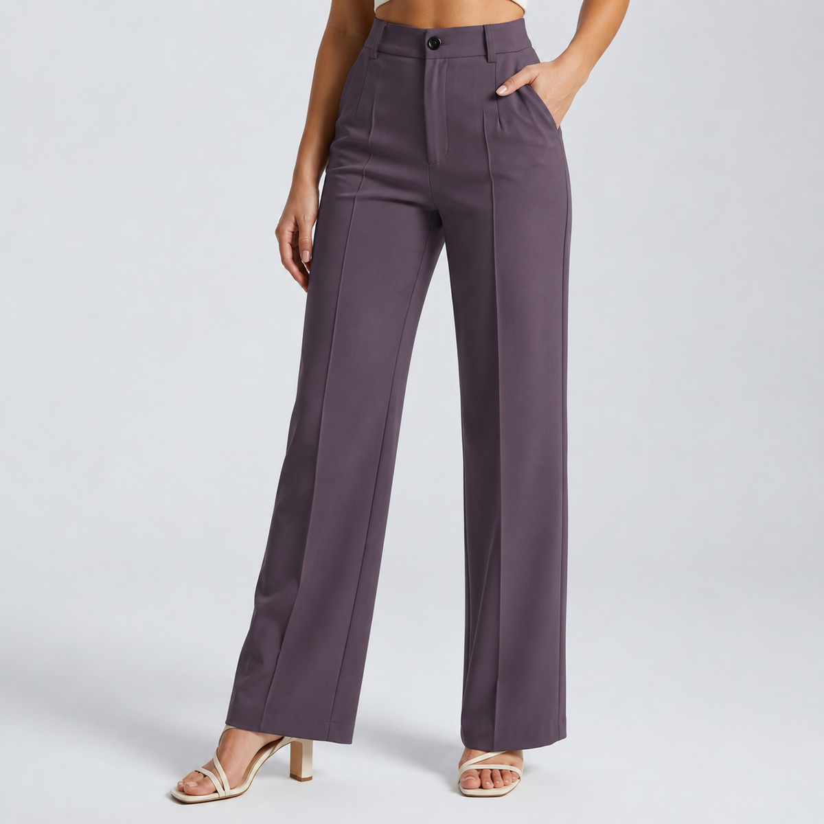 Damenhose mit hoher Taille und geradem Bein-Pants for Women-Alpenkind