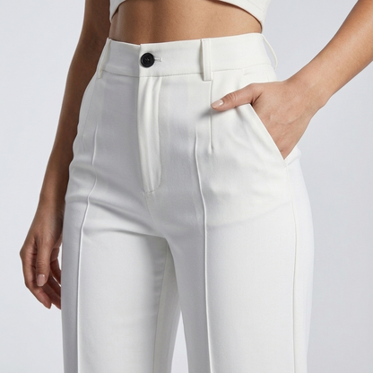 Damenhose mit hoher Taille und geradem Bein-Pants for Women-Alpenkind