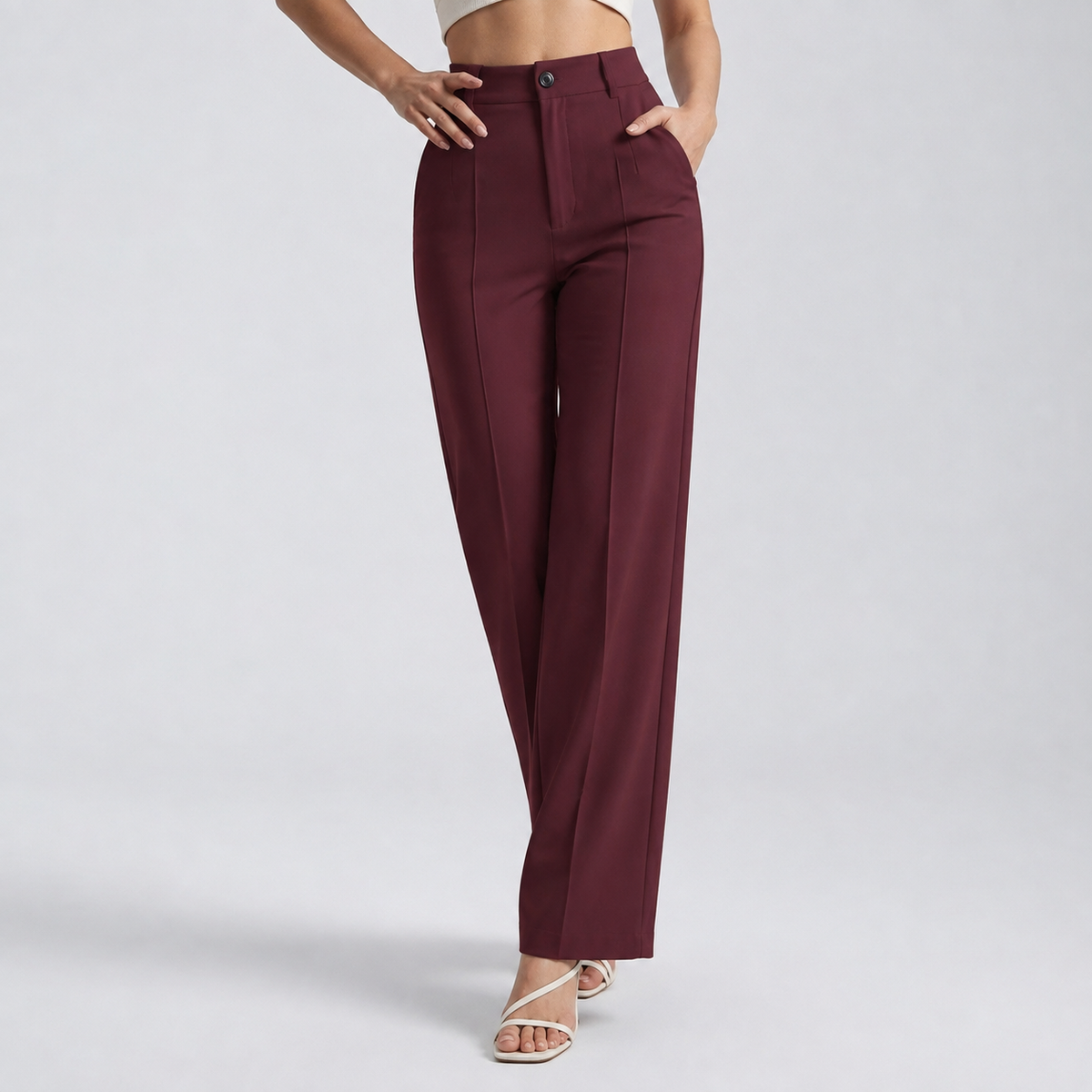 Damenhose mit hoher Taille und geradem Bein-Pants for Women-Alpenkind