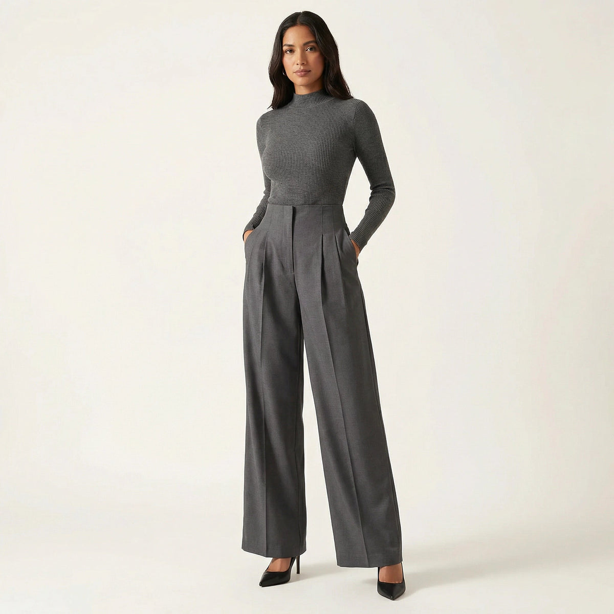 Damenhose mit hoher Taille und weitem Bein-Pants for Women-Alpenkind