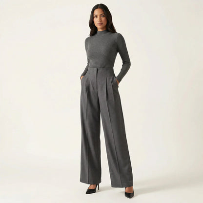 Damenhose mit hoher Taille und weitem Bein-Pants for Women-Alpenkind