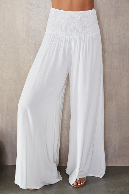 Damenhose mit weitem Bein und gesmoktem Bund-Pants for woman-Alpenkind