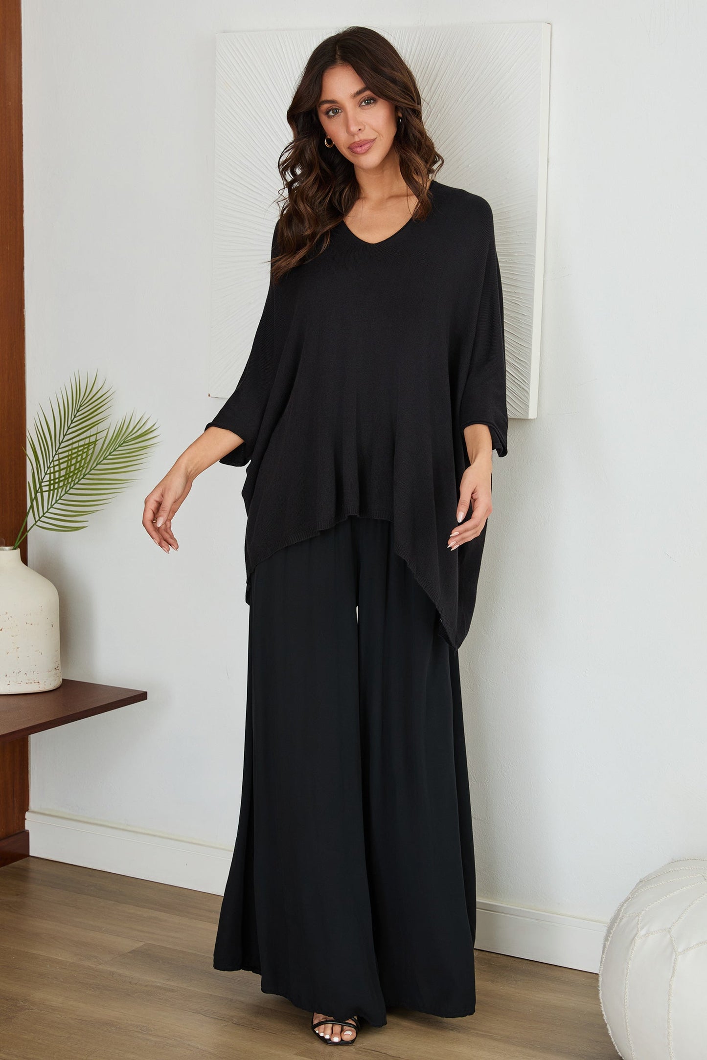 Damenhose mit weitem Bein und gesmoktem Bund-Pants for woman-Alpenkind