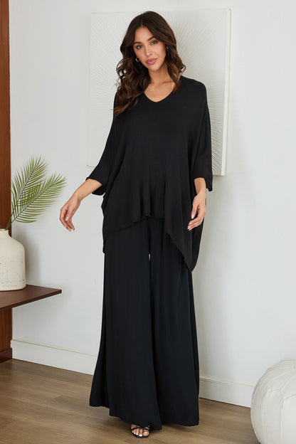 Damenhose mit weitem Bein und gesmoktem Bund-Pants for woman-Alpenkind