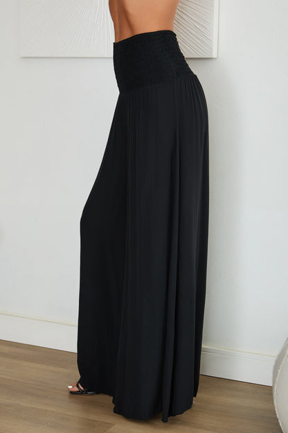 Damenhose mit weitem Bein und gesmoktem Bund-Pants for woman-Alpenkind
