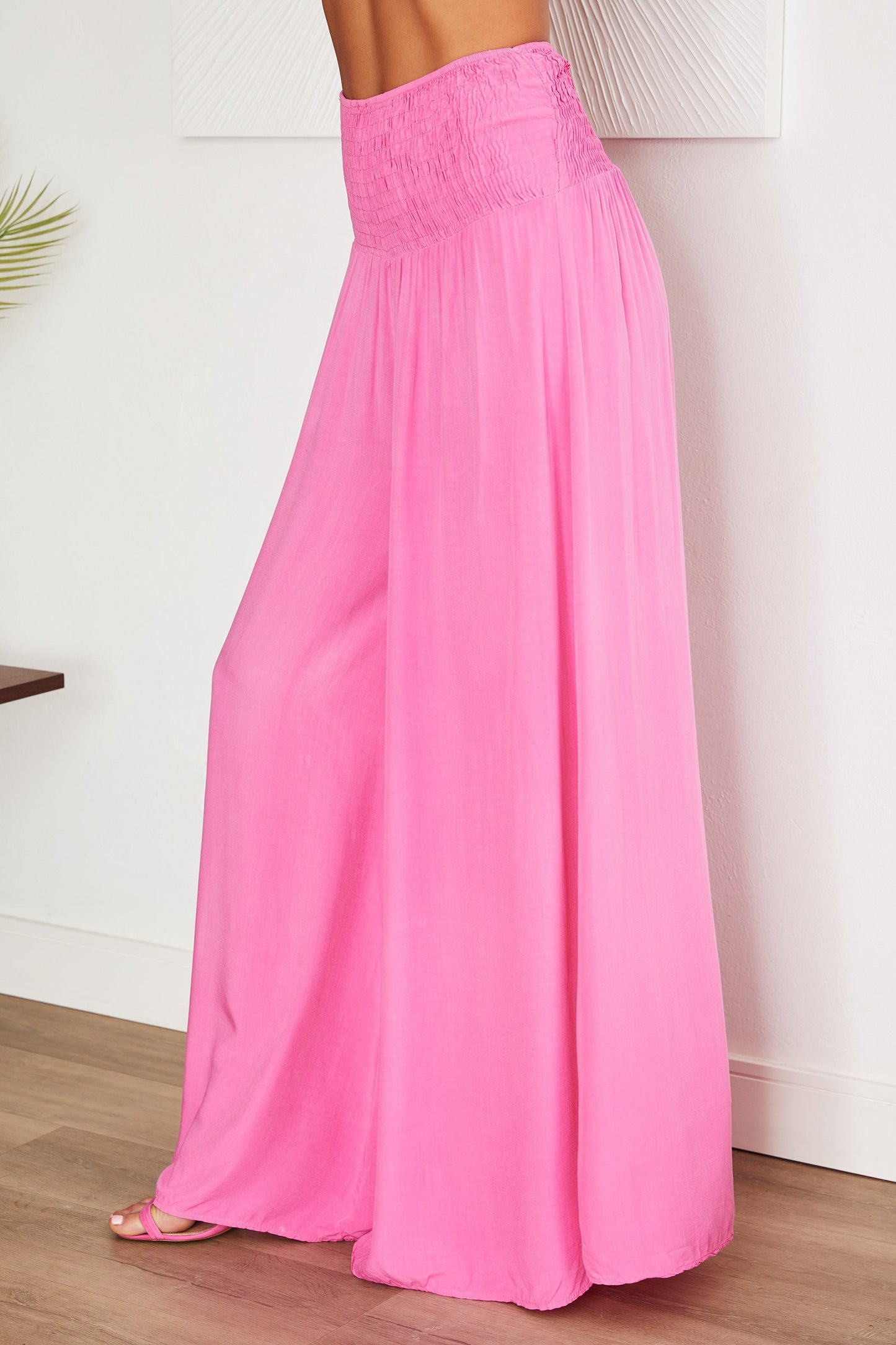 Damenhose mit weitem Bein und gesmoktem Bund-Pants for woman-Alpenkind