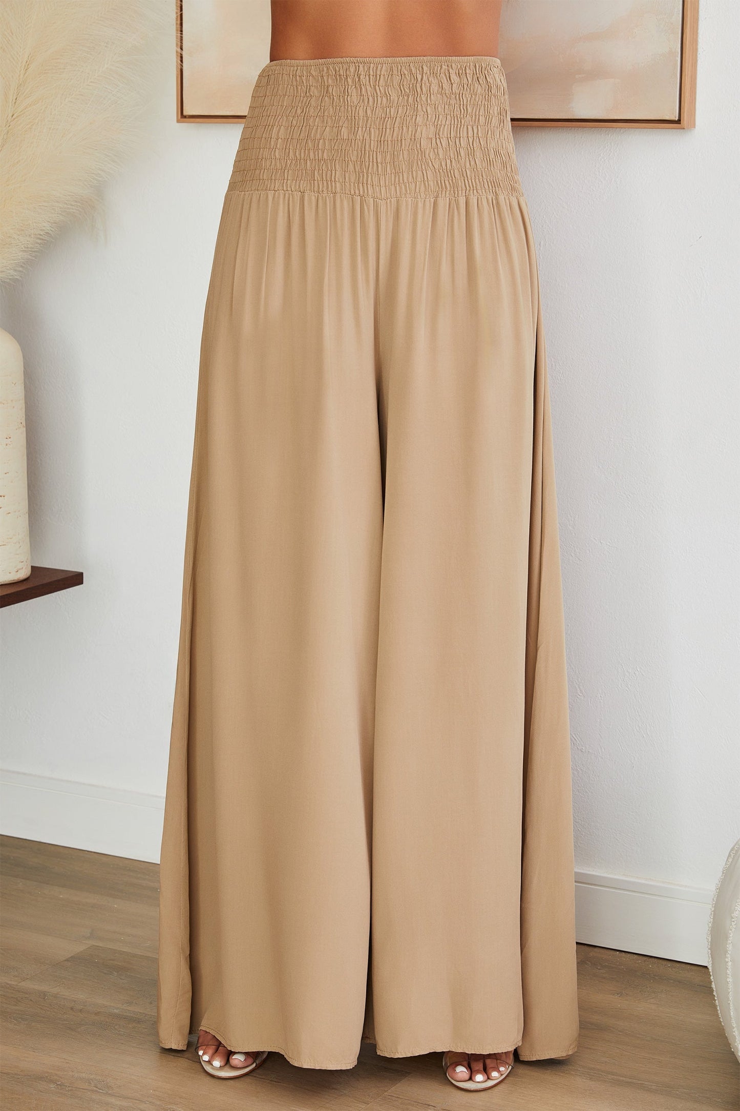 Damenhose mit weitem Bein und gesmoktem Bund-Pants for woman-Alpenkind