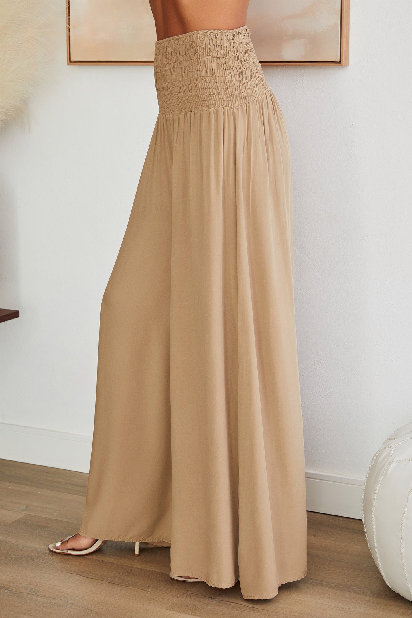 Damenhose mit weitem Bein und gesmoktem Bund-Pants for woman-Alpenkind