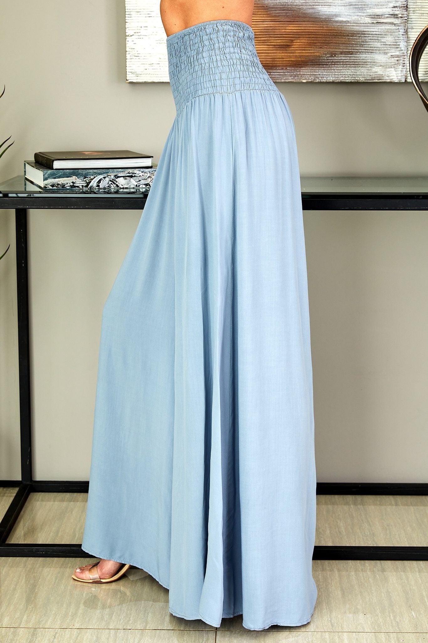 Damenhose mit weitem Bein und gesmoktem Bund-Pants for woman-Alpenkind