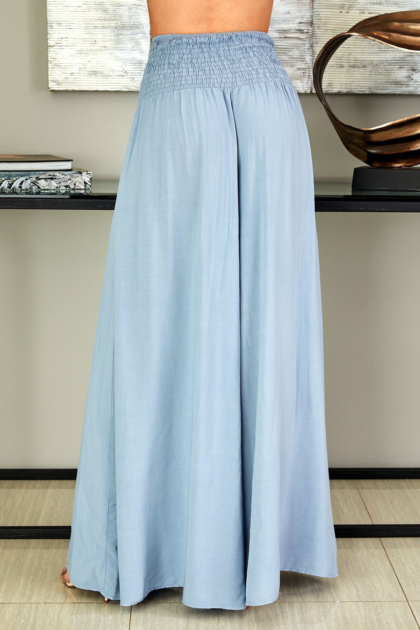 Damenhose mit weitem Bein und gesmoktem Bund-Pants for woman-Alpenkind