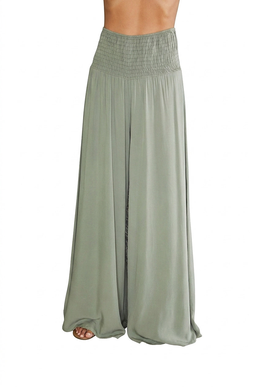 Damenhose mit weitem Bein und gesmoktem Bund-Pants for woman-Alpenkind