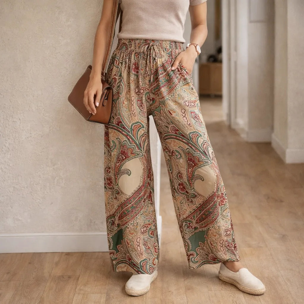 Damenhose mit weitem Bein und Paisley-Muster-Pants for Women-Alpenkind
