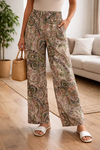 Damenhose mit weitem Bein und Paisley-Muster-Pants for Women-Alpenkind