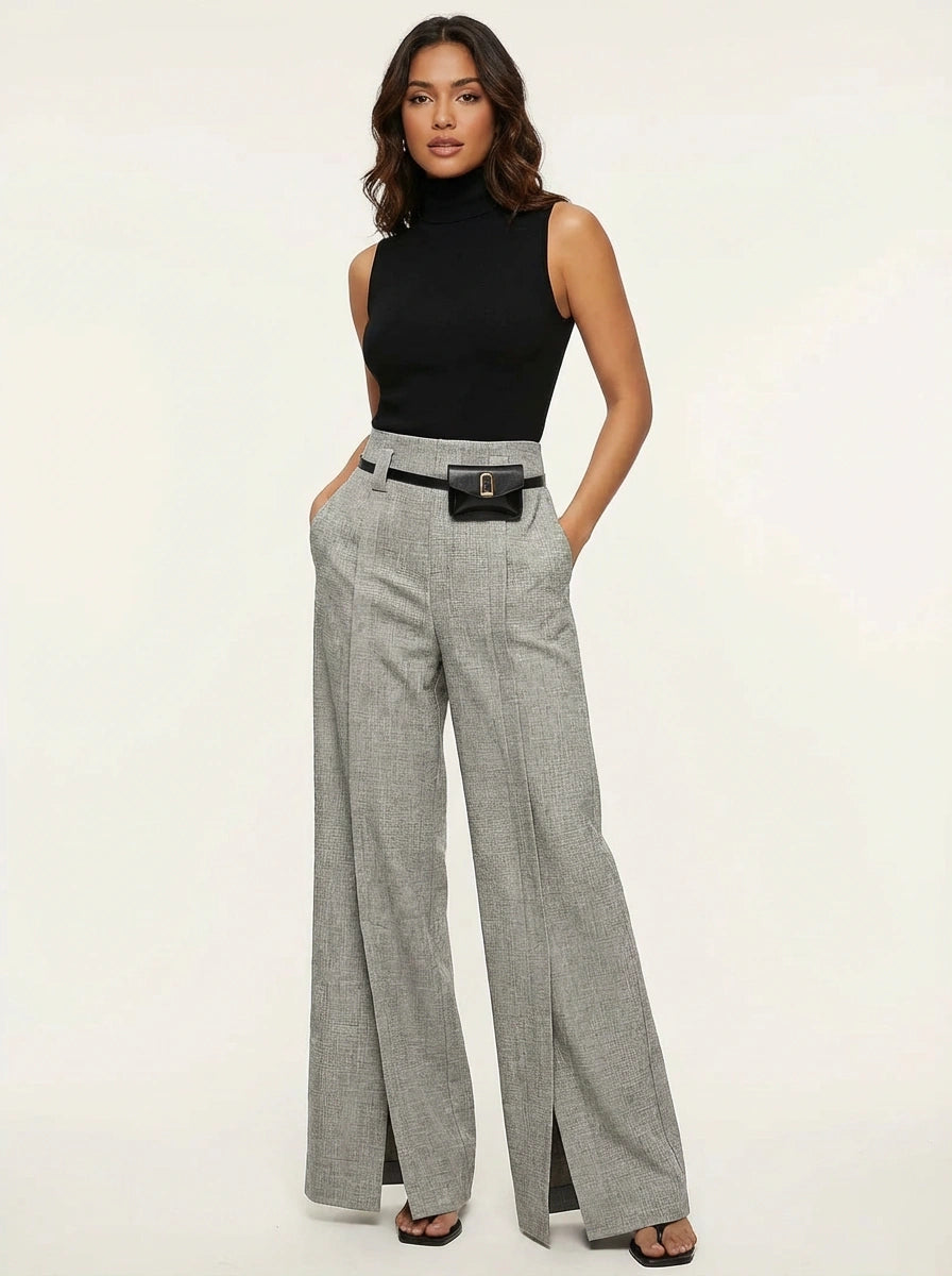 Damenhose mit weitem Bein und Schlitzsaum-Pants for Women-Alpenkind