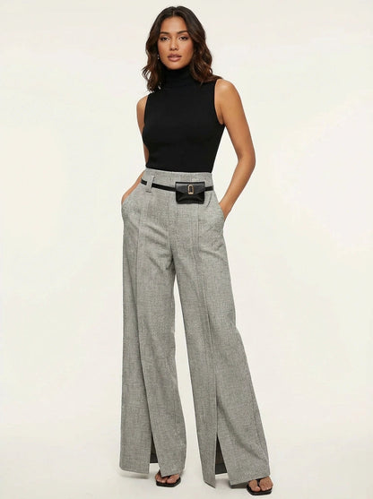 Damenhose mit weitem Bein und Schlitzsaum-Pants for Women-Alpenkind