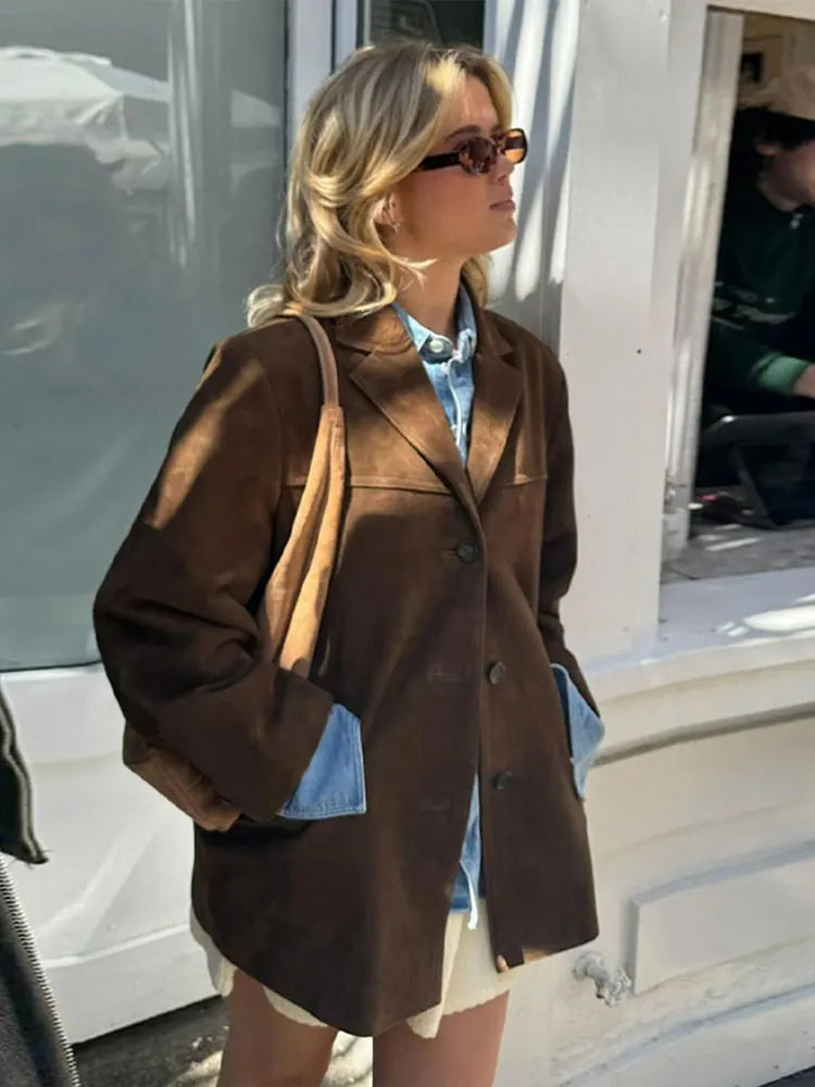 Damenjacke mit Kragen und Knöpfen-Jacket for women-Alpenkind