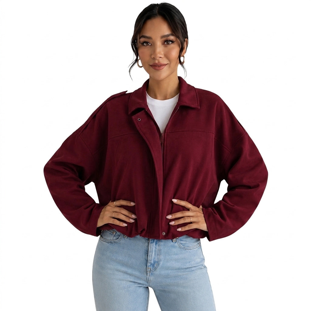 Damenjacke mit Kragen und Reißverschluss-Jacket for women-Alpenkind