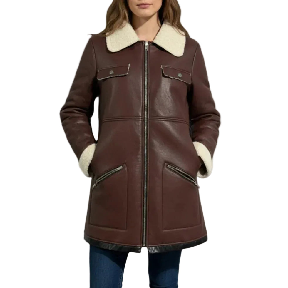 Damenjacke mit Reißverschluss und Lammfellkragen-Women Jackets-Alpenkind