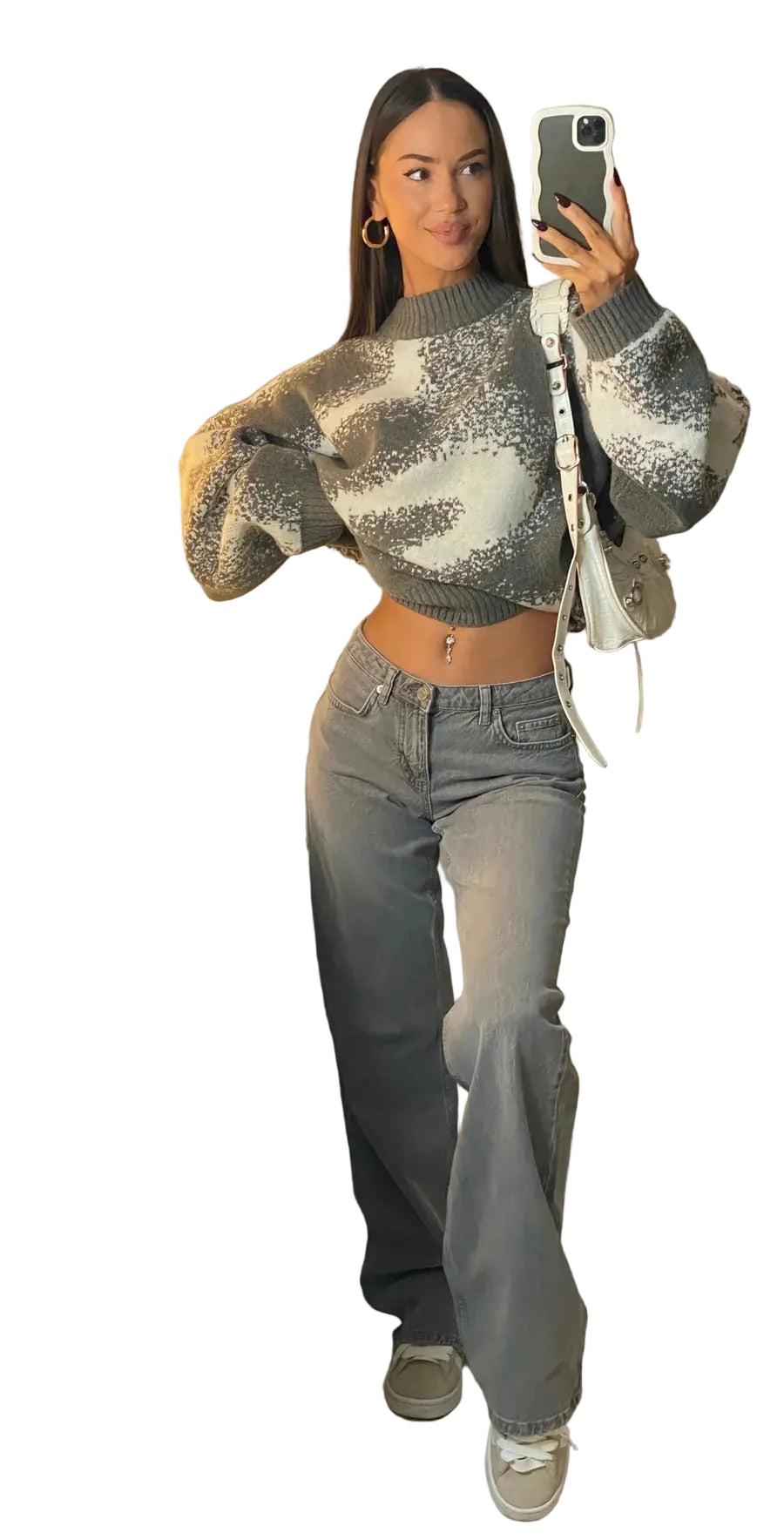 Damenjeans mit niedriger Leibhöhe und weitem Bein-Women Pants-Alpenkind