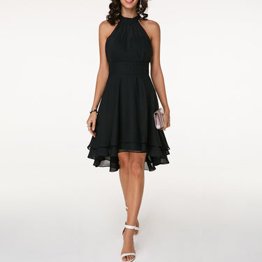 Damenkleid mit Halterneck und Ausgestelltem Rock mit Lagen-Saum-Midi Dress-Alpenkind