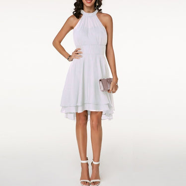 Damenkleid mit Halterneck und Ausgestelltem Rock mit Lagen-Saum-Midi Dress-Alpenkind