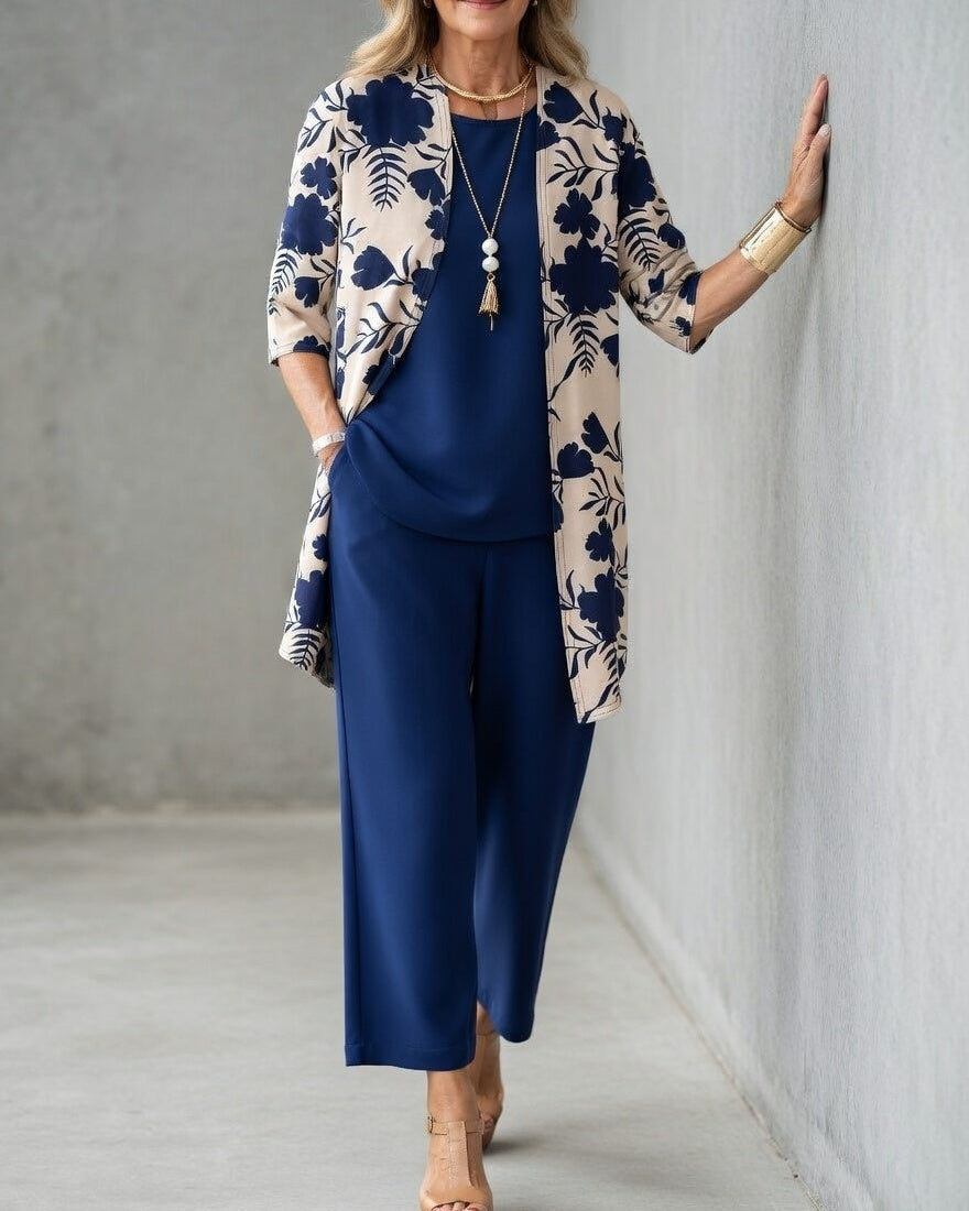 Dreiteiliges Set mit Blumenmuster für Damen-Sets for women-Alpenkind