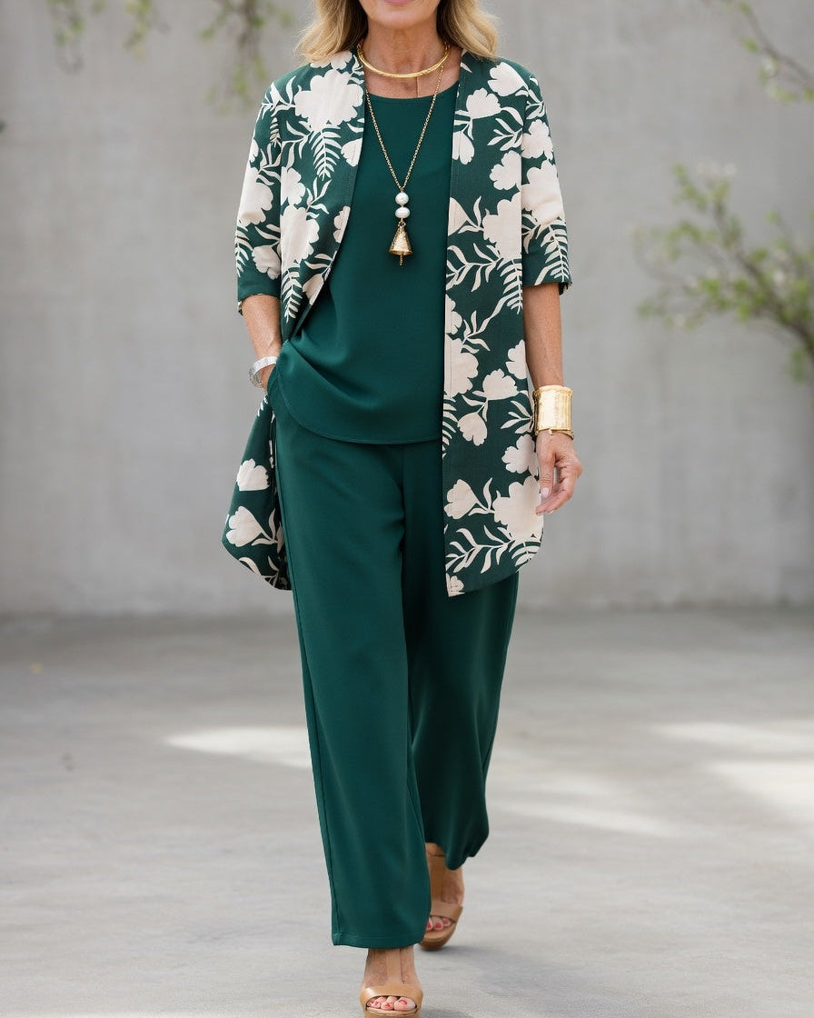 Dreiteiliges Set mit Blumenmuster für Damen-Sets for women-Alpenkind