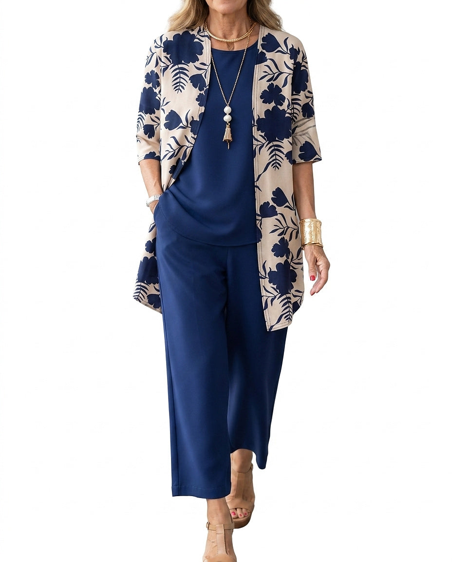 Dreiteiliges Set mit Blumenmuster für Damen-Sets for women-Alpenkind