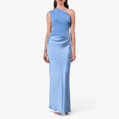 Elegantes Asymmetrisches Damen-Maxikleid – Faltenoptik & Schlanke Silhouette-Women Dress-Alpenkind