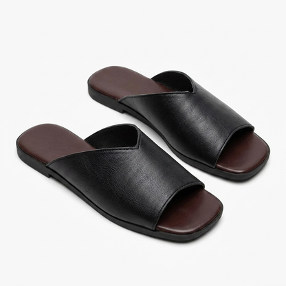 Flache Damen-Pantoletten mit V-Ausschnitt-Footwear for women-Alpenkind