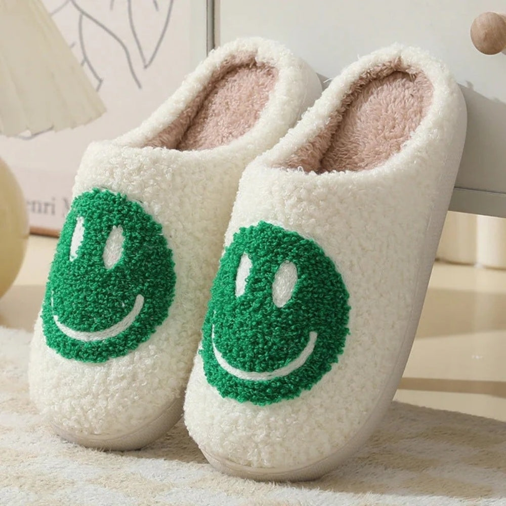 Flauschige Smiley-Hausschuhe für Damen-Footwear for women-Alpenkind