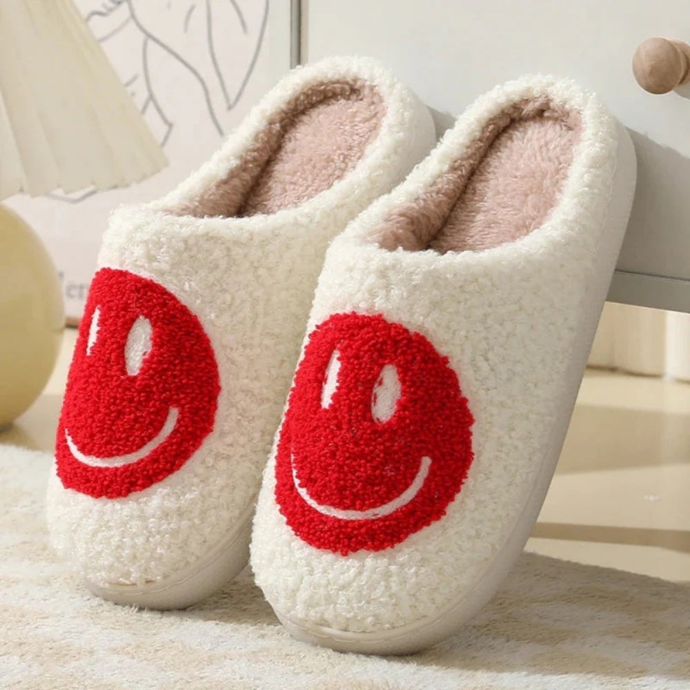 Flauschige Smiley-Hausschuhe für Damen-Footwear for women-Alpenkind