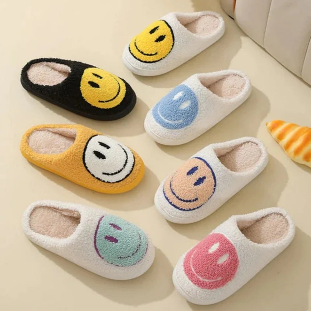 Flauschige Smiley-Hausschuhe für Damen-Footwear for women-Alpenkind