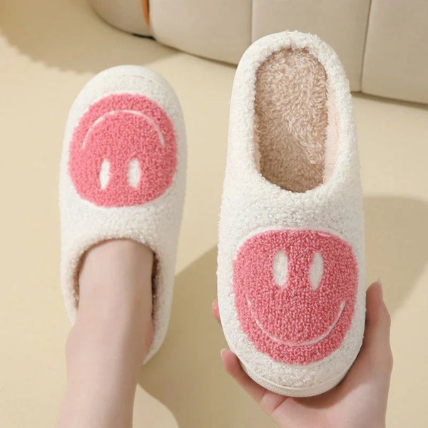 Flauschige Smiley-Hausschuhe für Damen-Footwear for women-Alpenkind