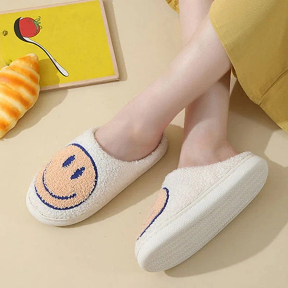 Flauschige Smiley-Hausschuhe für Damen-Footwear for women-Alpenkind