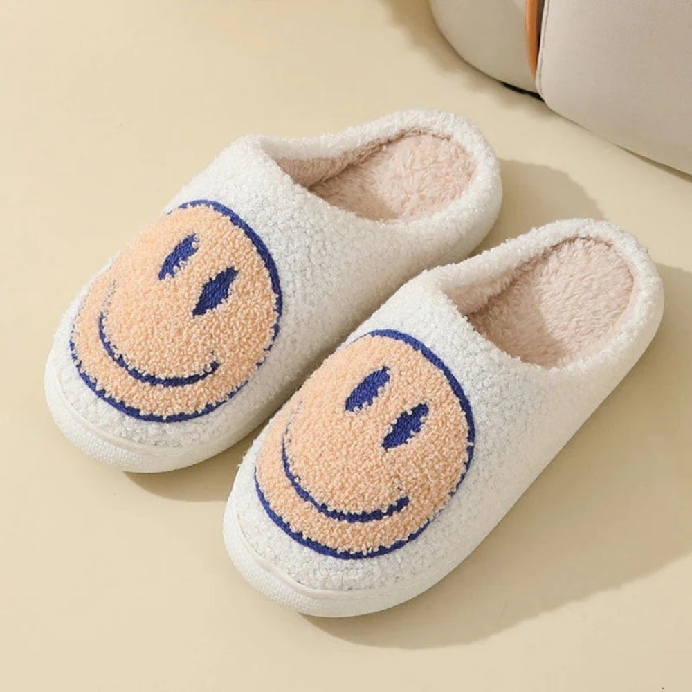 Flauschige Smiley-Hausschuhe für Damen-Footwear for women-Alpenkind