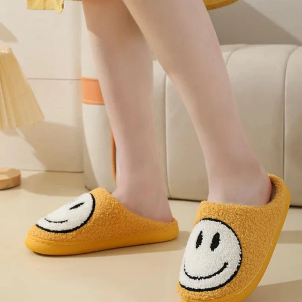 Flauschige Smiley-Hausschuhe für Damen-Footwear for women-Alpenkind