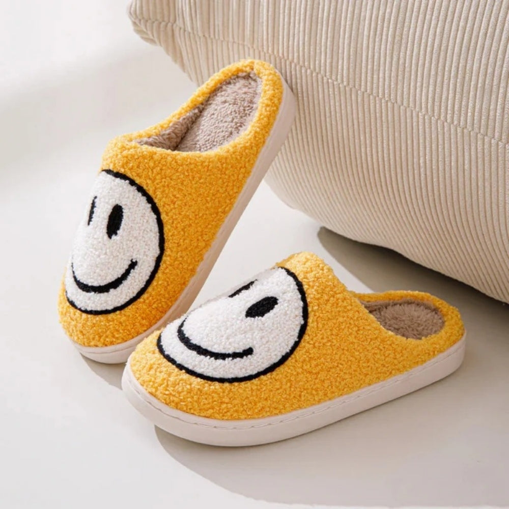 Flauschige Smiley-Hausschuhe für Damen-Footwear for women-Alpenkind