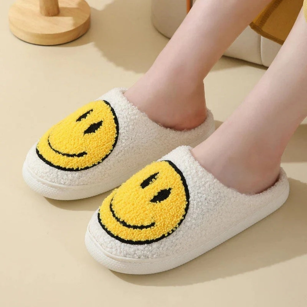 Flauschige Smiley-Hausschuhe für Damen-Footwear for women-Alpenkind