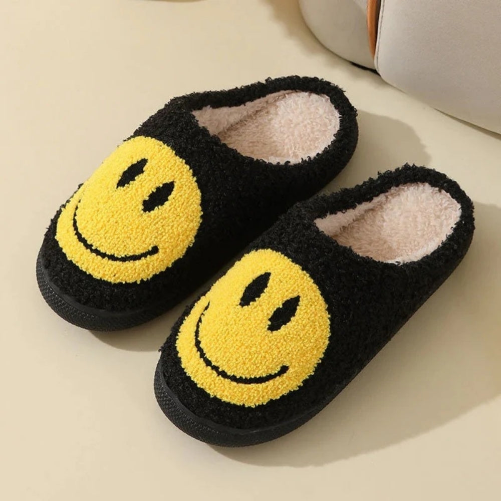 Flauschige Smiley-Hausschuhe für Damen-Footwear for women-Alpenkind