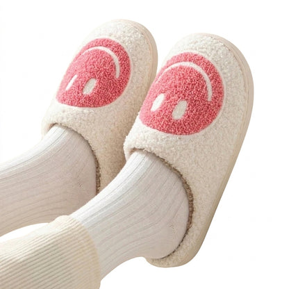 Flauschige Smiley-Hausschuhe für Damen-Footwear for women-Alpenkind