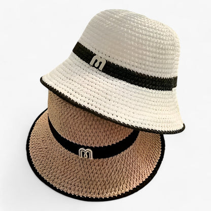 Geflochtener Strohhut für Damen mit Logoband-Accessories for Women-Alpenkind