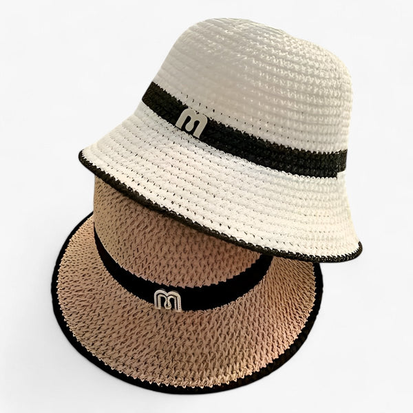Geflochtener Strohhut für Damen mit Logoband-Accessories for Women-Alpenkind