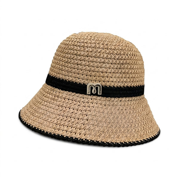 Geflochtener Strohhut für Damen mit Logoband-Accessories for Women-Alpenkind