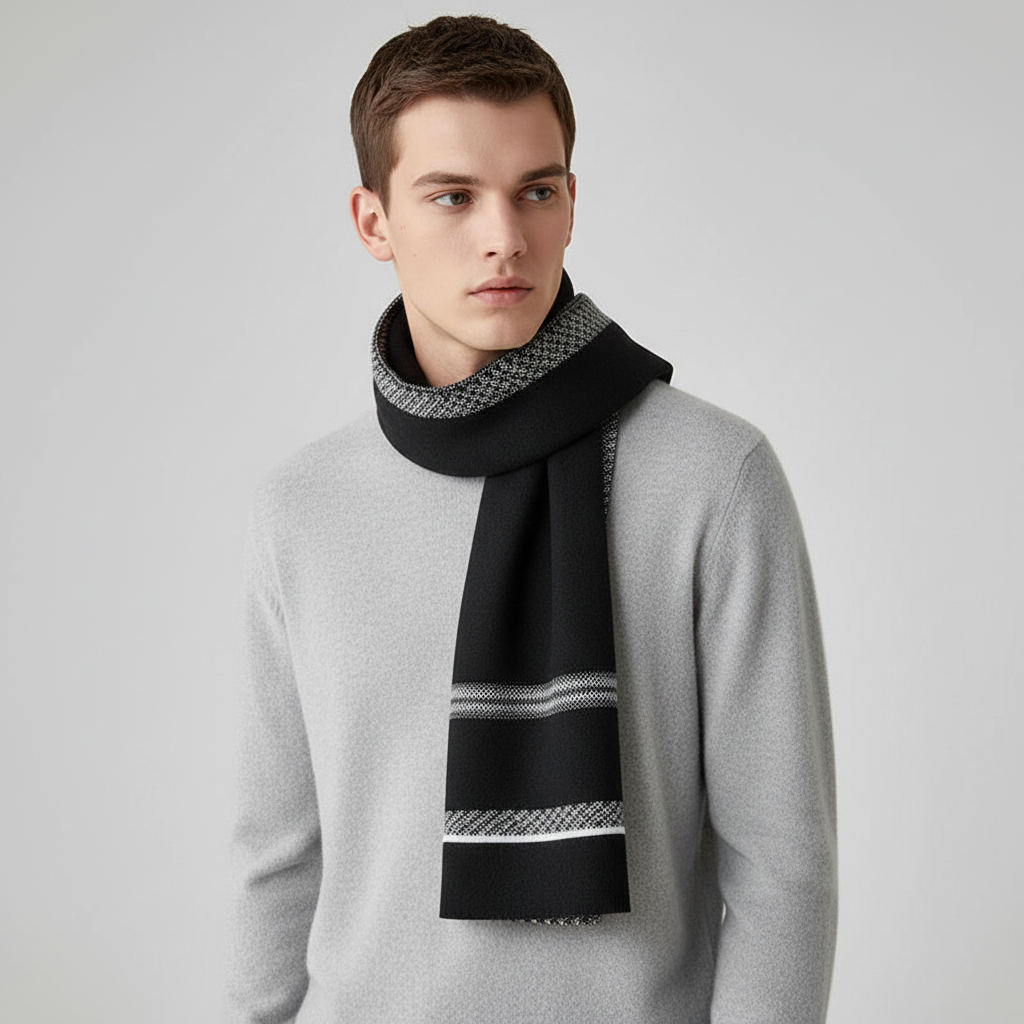 Gemusterter Strickschal für Herren-Accessories for Men-Alpenkind