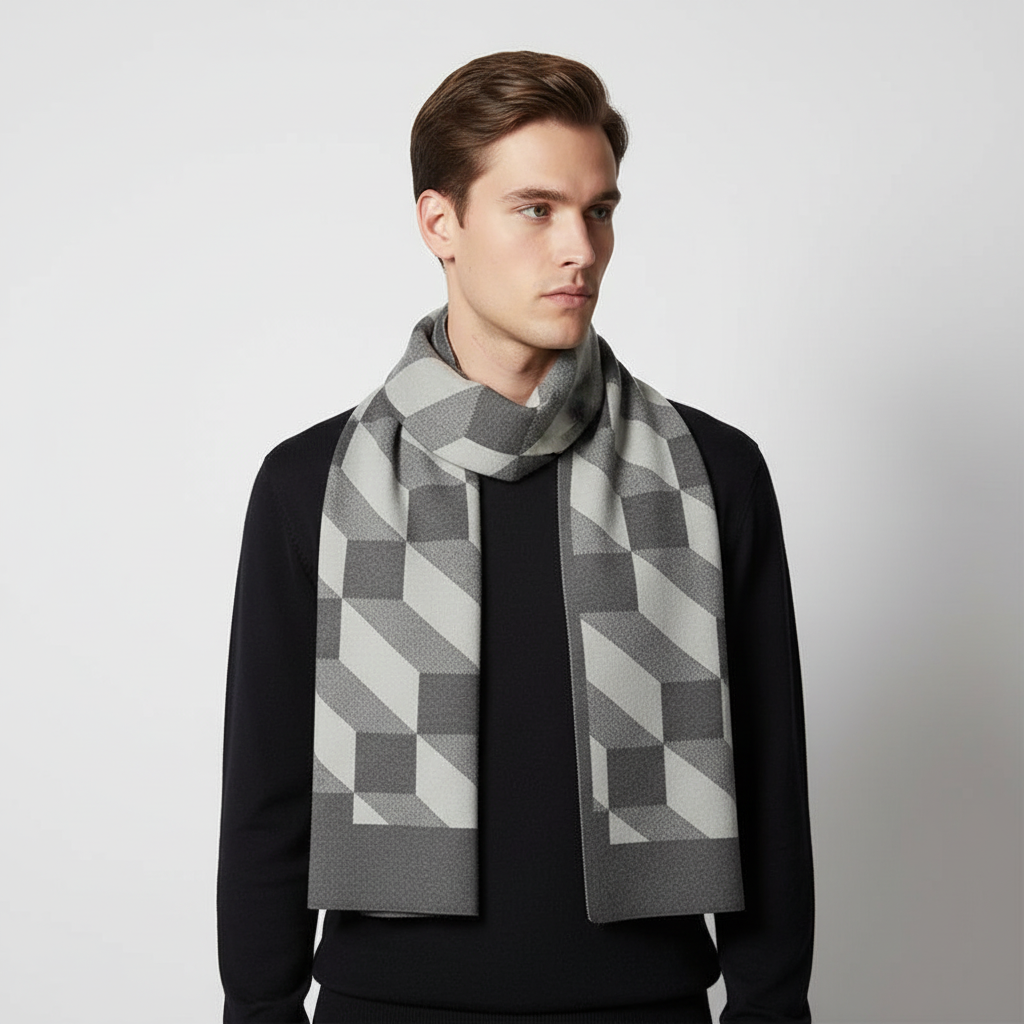 Gemusterter Strickschal für Herren-Accessories for Men-Alpenkind