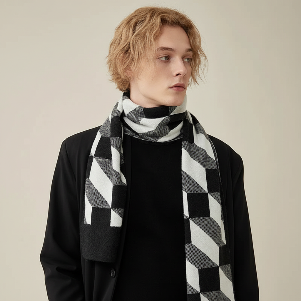 Gemusterter Strickschal für Herren-Accessories for Men-Alpenkind