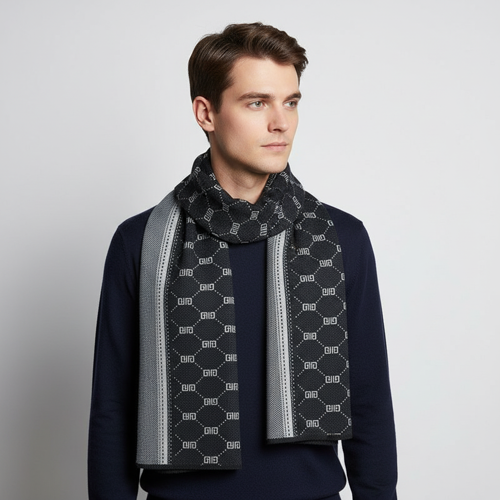 Gemusterter Strickschal für Herren-Accessories for Men-Alpenkind